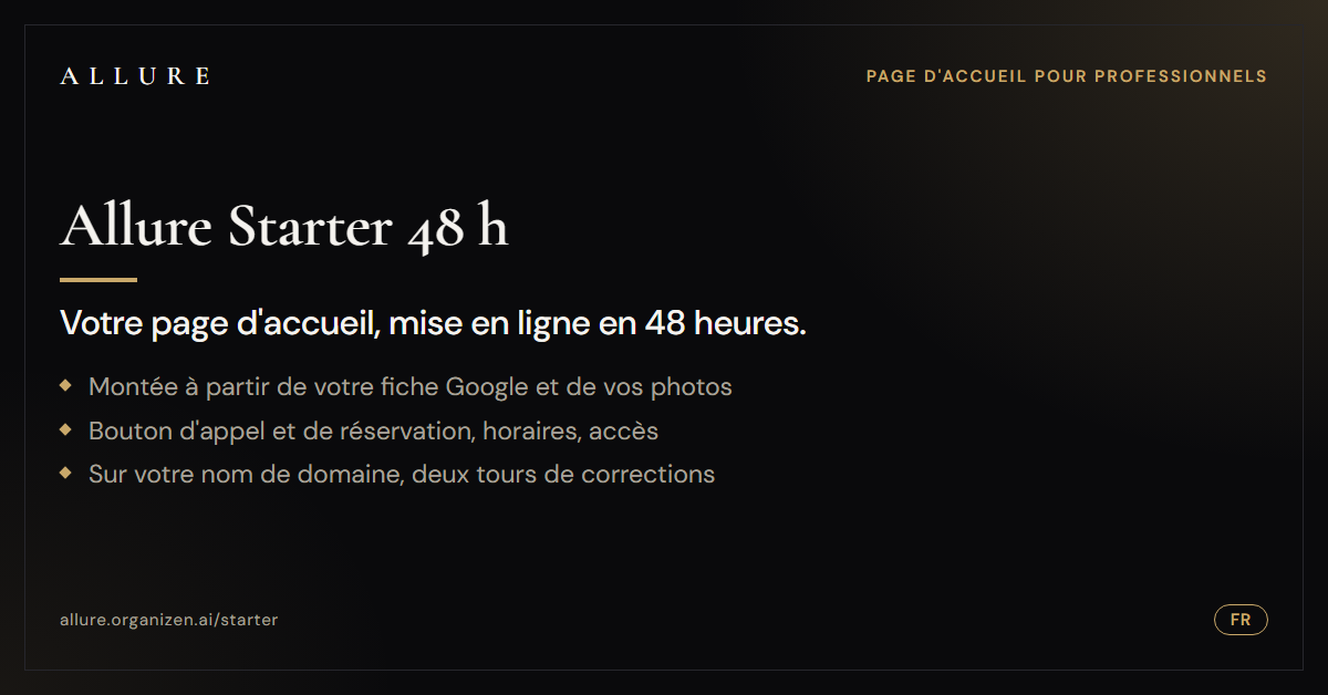 Allure Starter 48 h : votre page d'accueil